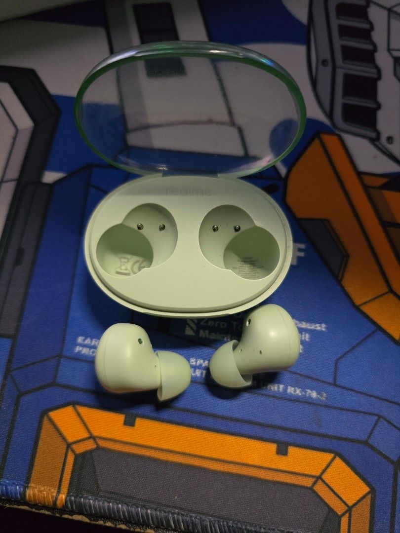 Realme Buds Q2s For Sale RUSH (Category: Earphones) located in Binan City. Submitted by hashira_1230 (Listing ID 1466294162, Image 3). Description: Used for a year. Rfs: Upgrade Can do meetup (Carmona only) Lalamove/LBC COP • Battery Life: Up to 30 hours total playback (7 hours in earbuds, 23 hours in case) • Fast Charging: 10-minute charge = 3 hours of playback (USB Type-C) • Audio Driver: 10mm Dynamic Bass Boost drivers with Dolby Atmos support