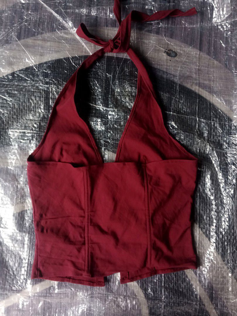 Red Halter Neck Hook Front Corset Top (Category: Vision Care) located in Manila. Submitted by icamalicdem29 (Listing ID 1458405407, Image 3). Description: - Super cute red halter top - Front hook and eye closure - Corset style with boning details - Ties at the neck - Ideal for going out or a night on the town - Pairs perfectly with skirts or jeans.