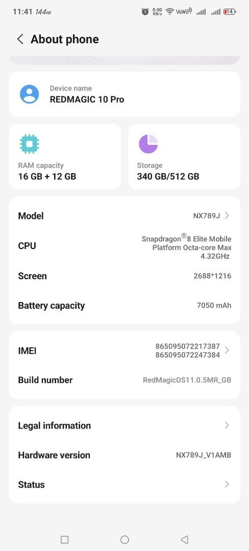REDMAGIC 10 PRO (Category: Android) located in Manila. Submitted by kinaranda1999 (Listing ID 1466183023, Image 3). Description: - Brand/Model: REDMAGIC 10 Pro - Design: Sleek silver cyber-inspired transparent back with a full, uninterrupted bezel-less display - Processor: Snapdragon 8 Elite Octa-core Max 4.32GHz - RAM: (16GB + 12GB) - STORAGE 340GB / 512GB internal storage - Battery: Massive 7050 mAh - Screen Resolution: 2688*1216 - Condition: E