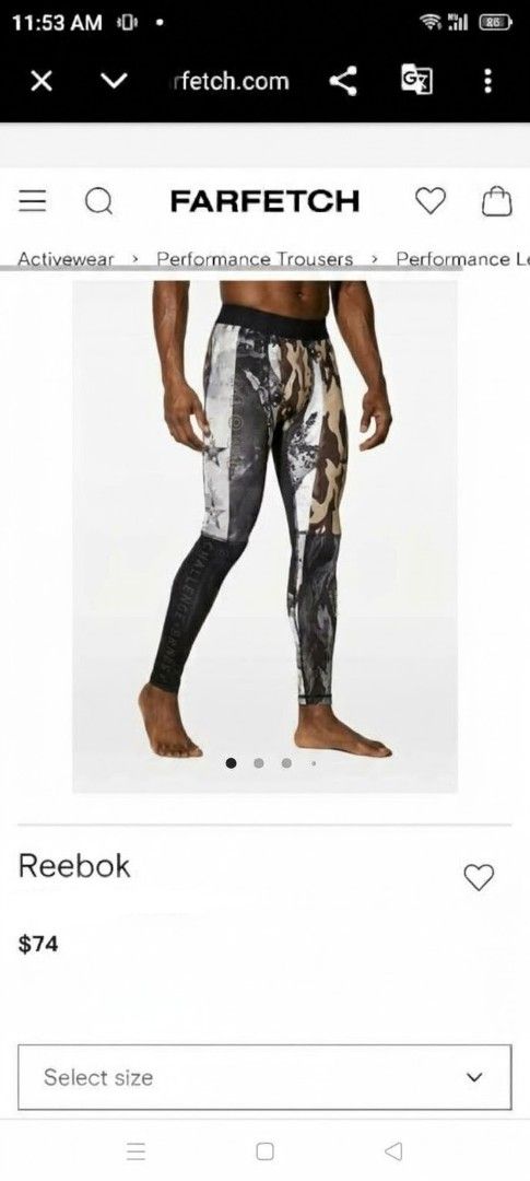 Reebok Camo Performance Tights Leggings Size M (Category: Activewear) located in Nasipit. Submitted by edwingonzales498-69377 (Listing ID 1466232270, Image 1). Description: - Brand: Reebok - Style: Performance tights with mixed camo and star print - Size: Medium (Waist: 26"–30", Length: 35") - Material: 88% Polyester, 12% Elastane with Speedwick technology - Features: Elastic waistband, tight fit for ultimate workout support - Condition: Excellen