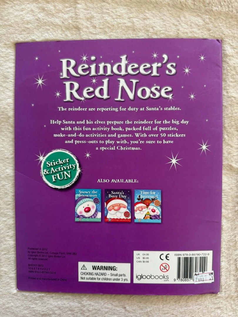 Reindeers Red Nose - (Category: Children's Books) located in Santiago. Submitted by bookworm_club (Listing ID 1466205690, Image 2). Description: 📚no cancellation, return or exchange. 📚secondhand books. some books are in good condition while some has minimal flaws (foxing, creases, dog-eared pages, etc.) 📚reasonable haggling is allowed. 💰MOP: For same day pickup - CASH & BANK TRANSFER For shipping or scheduled pickup - BANK TRANSFER 🚚MOD: •St