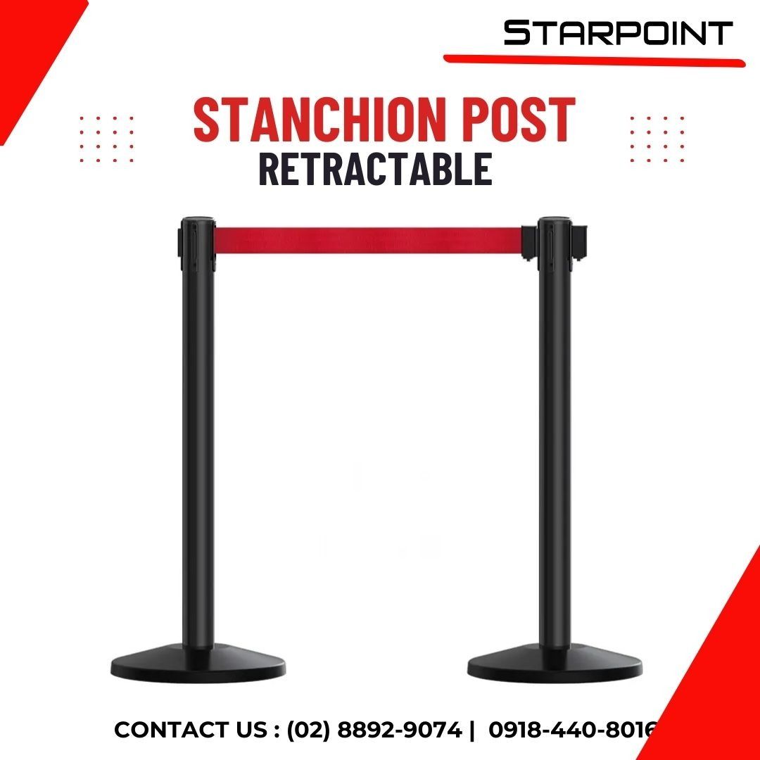 Retractable Stanchion Post Queue Barrier (Category: Outdoor Furniture) located in Caloocan City. Submitted by jcs_ra_892 (Listing ID 1466160261, Image 1). Description: Starpoint retractable stanchion post for crowd control and queues. Cement filled HDPE base keeps it steady and sturdy. Retractable belt available in yellow, red, blue, black, dark green, and dark blue. Black metal pole finish. Useful for events, retail stores, banks, and ticketing 