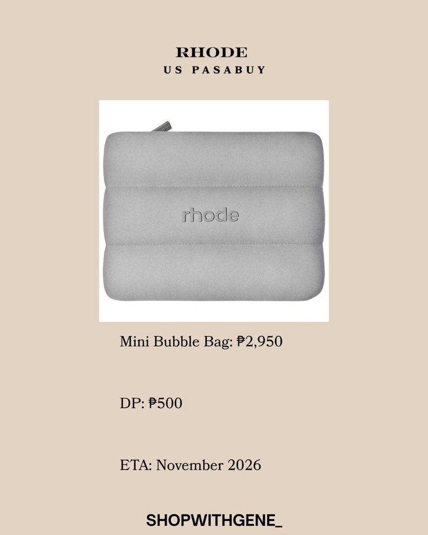 Rhode Mini Bubble Bag (Category: Purses & Pouches) located in Manila. Submitted by shopwithgene_ (Listing ID 1466216105, Image 1). Description: DP: ₱500.