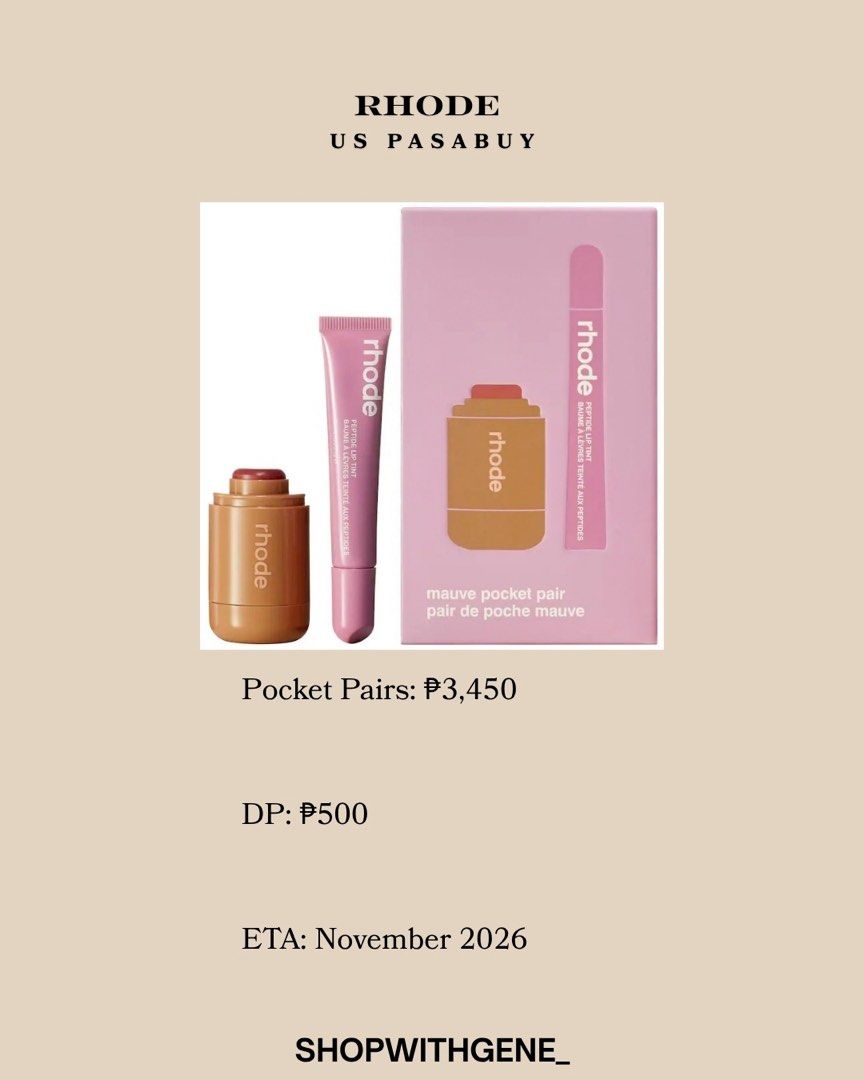 Rhode Pocket Pairs Pasabuy (Category: Makeup) located in Manila. Submitted by shopwithgene_ (Listing ID 1466215937, Image 2). Description: DP: ₱500.