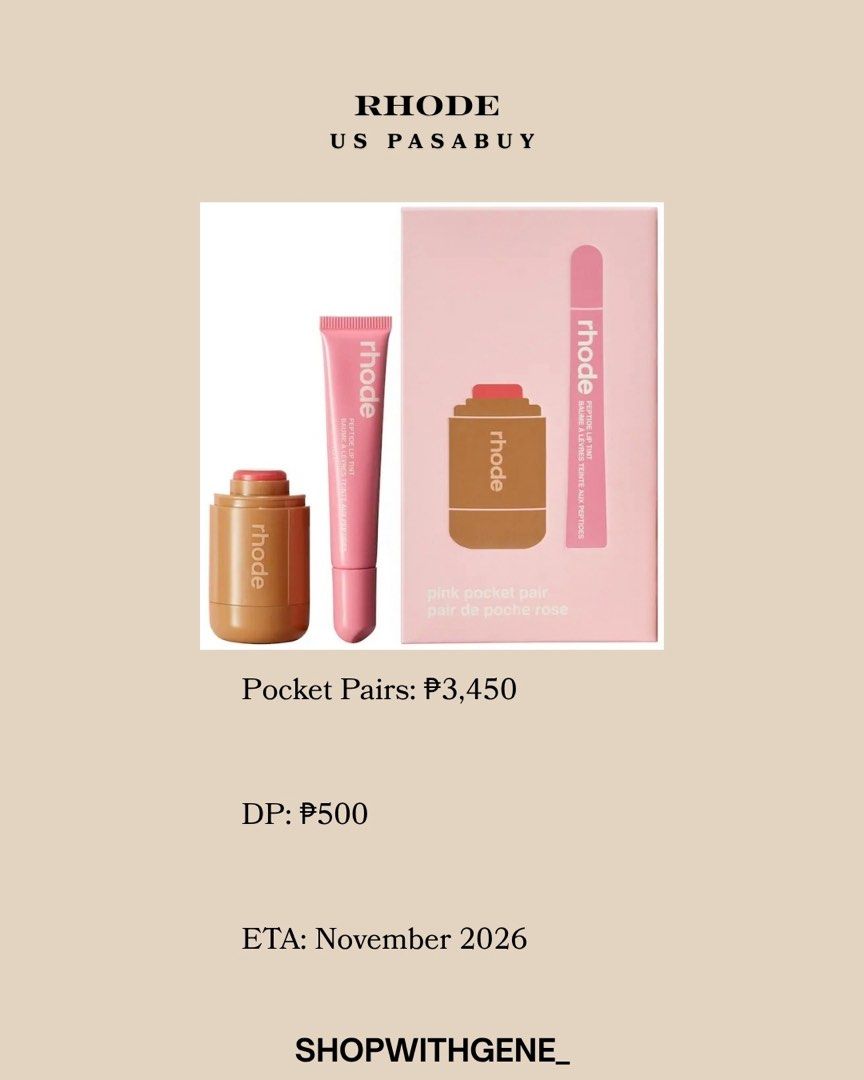 Rhode Pocket Pairs Pasabuy (Category: Makeup) located in Manila. Submitted by shopwithgene_ (Listing ID 1466215937, Image 3). Description: DP: ₱500.