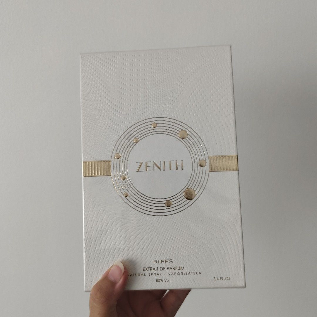 Riffs Zenith Extrait De Parfum 3.4 Fl Oz (Category: Fragrance & Deodorants) located in Manila. Submitted by briezzy90266 (Listing ID 1466192504, Image 1). Description: - Brand: Riffs Zenith Extrait De Parfum - Volume: 3.4 fl. oz. / 100 ml (80% Vol, Natural Spray) - Condition: Brand new, factory sealed with security hologram sticker on top corner - Origin: Made in U.A.E. - Batch Info: Batch #1510901 | Production: 04/2026 | Expiry: 04/2031 - Packag
