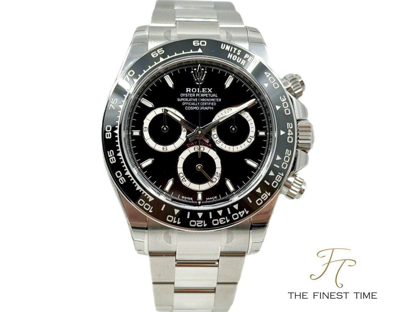 Rolex Daytona 126500LN Black 126500LN Godzilla _ Oct 2026 (Category: Watches) located in Singapore. Submitted by thefinesttime (Listing ID 1466196907, Image 1). Description: Model: Rolex Daytona Reference: 126500LN Case Diameter: 40MM Dial Color: Black Material: Steel Bezel Material: Ceramic Bracelet Material: Steel Series: Alphanumeric New or Used: New Box & Paper: Yes,full set with white tag Date of Purchase: October 2026 Warranty: 5-yrs fr pur