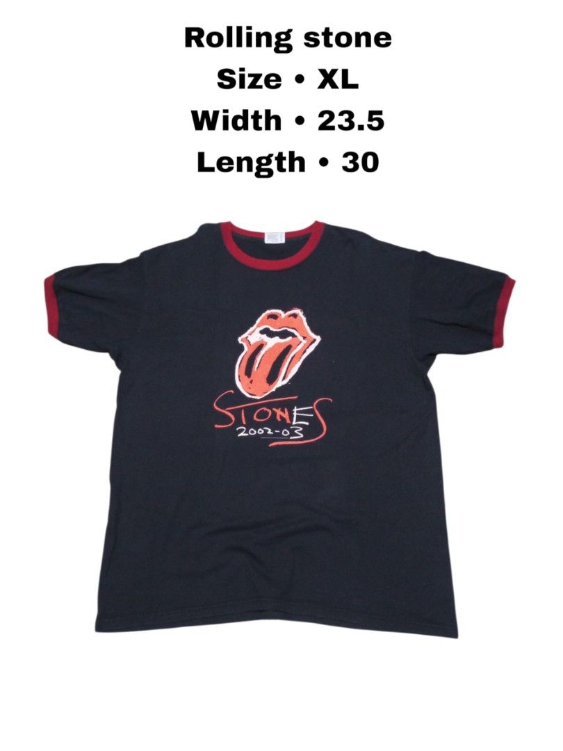 Rolling stone band tee (Category: Activewear) located in Manila. Submitted by _t20hrift (Listing ID 1466332780, Image 1). Description: Rolling stone band tee Size •Xl 23.5 | 30 dimension.