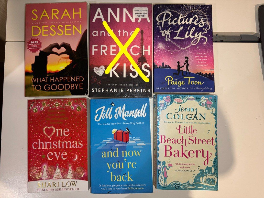 Romance / Chick Lit Books - Paperback (100 each) (Category: Storybooks) located in Quezon City. Submitted by pinkc0conut (Listing ID 1460527031, Image 1). Description: Titles: - And Now You're Back - Little Beach Street Bakery - One Christmas Eve - Pictures of Lily - What Happened to Goodbye - Anna and the French Kiss (❗️sold) - Authentic Copy - Various condition (see photos) - PhP100 each, less PhP10 each if you buy 3 or more - Mode of Payment: 