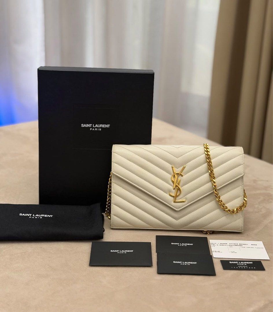 Saint Laurent Cassandre Grained Envelop WOC (Category: Luxury Bags & Wallets) located in Manila. Submitted by ianreys (Listing ID 1466222993, Image 1). Description: Saint Laurent Cassandre Grained Envelop WOC 💯% Authentic Complete Inclusions .