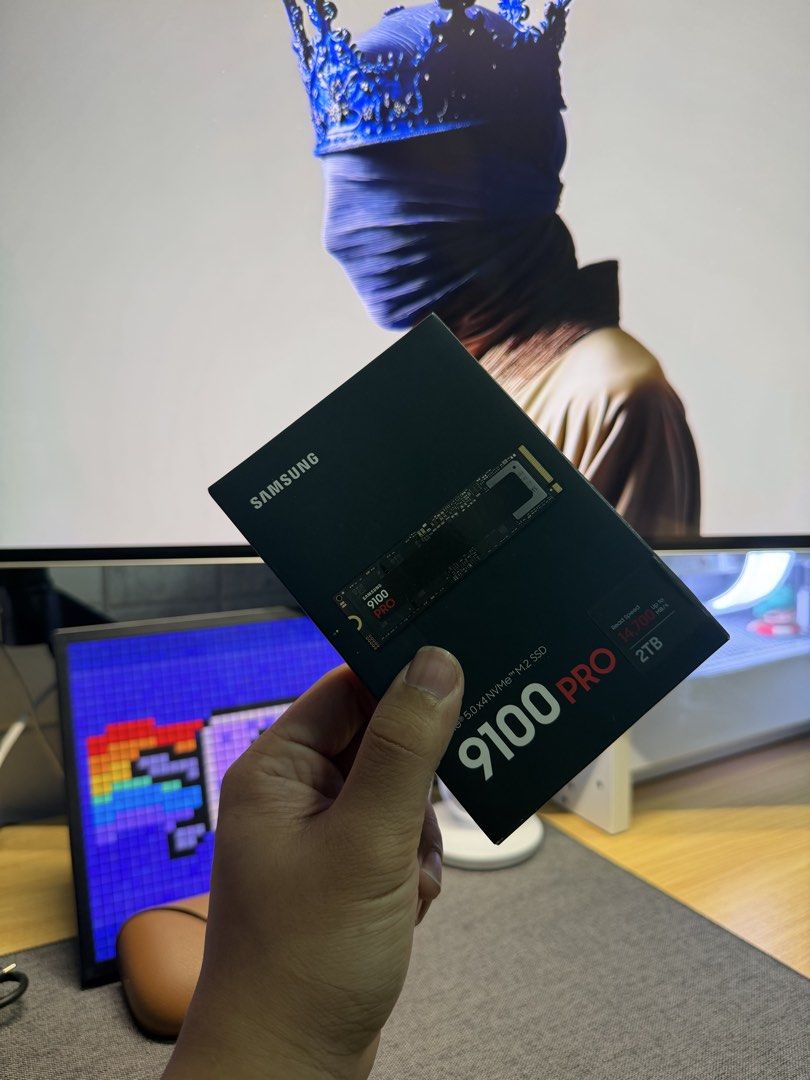 Samsung 9100 Pro 2TB M.2 NVMe SSD (Category: Hard Disks & Thumbdrives) located in Manila. Submitted by paupaupau07 (Listing ID 1466189034, Image 1). Description: - Model: Samsung 9100 Pro 2TB NVMe M.2 SSD - Speed: PCIe 5.0 with read speeds up to 14,700 MB/s - Health Status: 100% (verified via Hard Disk Sentinel) - Usage: Power-on time around 49 days with 10.76 TB lifetime writes - Inclusions: Original box included.