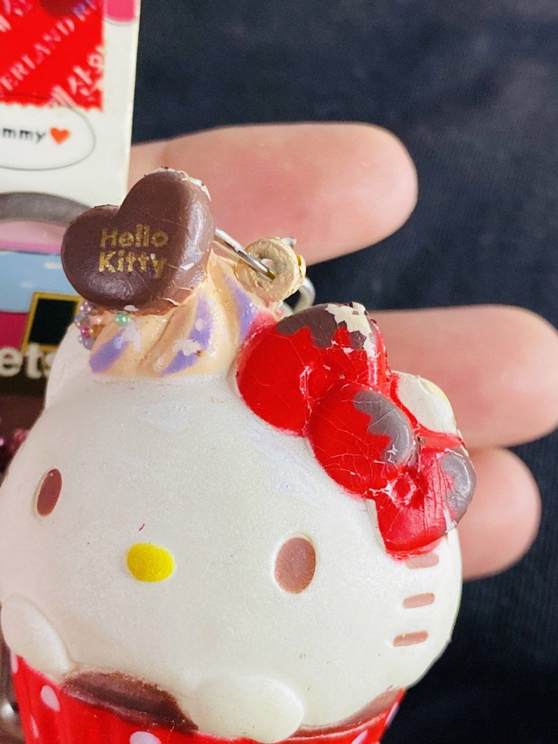 Sanrio Hello kitty Cupcake Squishy keychain (Category: Character Goods) located in Manila. Submitted by kawaii_omocha_est2020 (Listing ID 1466246937, Image 3). Description: Sold as is - with paint chips. Please check all photos..