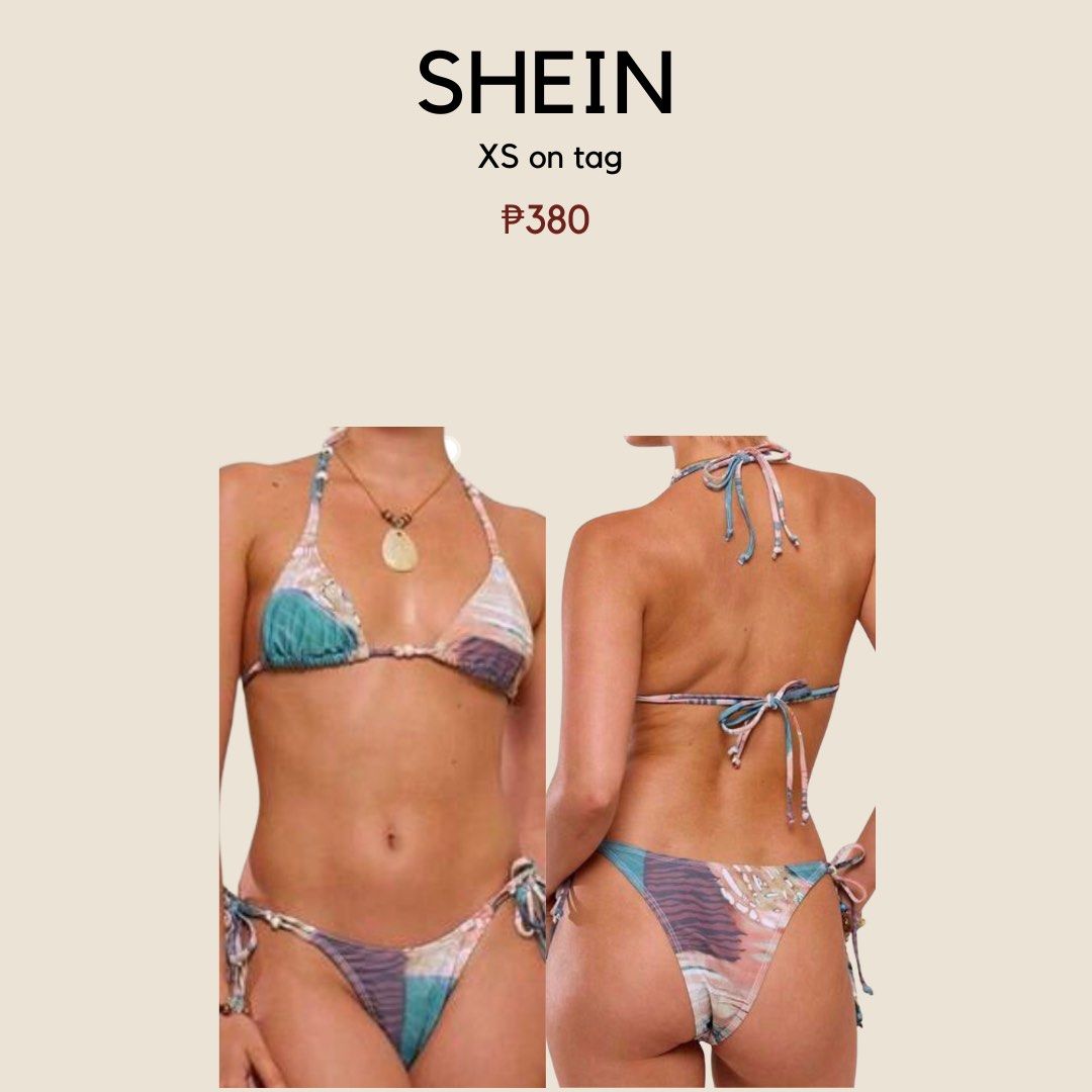 SHEIN Beachwear/Bikinis (Category: Bikinis & Swimsuits) located in Cebu City. Submitted by baczy (Listing ID 1466180851, Image 2). Description: - Style: Two-piece bikini with scoop neck top and high-cut bottoms - Size: XS (tag still attached) - Condition: Like new & never worn - Perfect for: Beach trips and pool days.