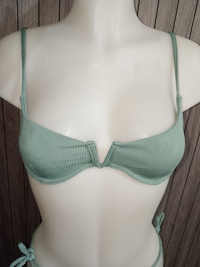 SHEIN TWO PIECE SWIMWEAR BIKINI SMALL (Category: Bikinis & Swimsuits) located in Manila. Submitted by truecrystal-1407 (Listing ID 1466166126, Image 2). Description: padded top small ribbed light green.