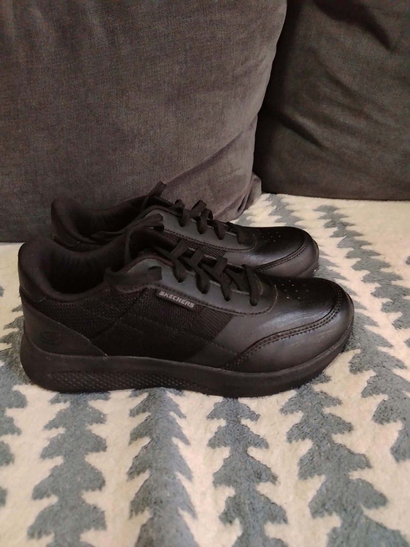 Skechers Slip Resistant Black Work Shoes (Category: Sneakers) located in Rizal. Submitted by sanjane923 (Listing ID 1466222237, Image 2). Description: - Brand: Skechers work shoes - Color: Black - Comfort: Air-Cooled Memory Foam insoles and padded collar - Safety: Slip-resistant rubber outsoles for great grip - Material: Water-resistant leather and mesh upper - Closure: Lace-up - Condition: Lightly used with very minor toe scuffing - Ideal for: H