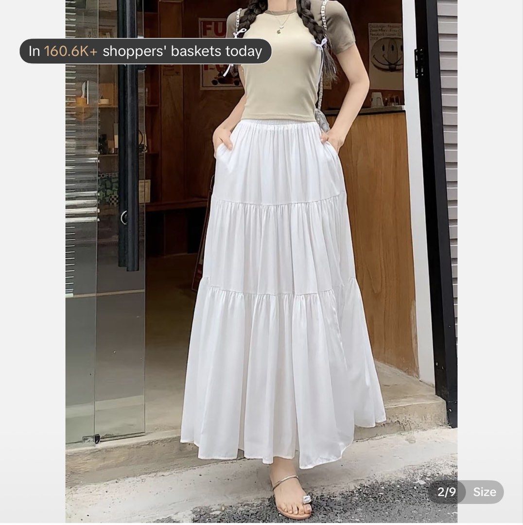 Skirt TAKE ALL (Category: Skirts) located in Makati City. Submitted by prelovedbyeth (Listing ID 1466331593, Image 3). Description: - Set of 2 skirts: 1 solid white tiered skirt with a flowy drape, and 1 yellow-and-white striped textured skirt - Length: Midi to maxi (depends on your height) - Styling: Easy to pair with basic white tees or tanks for casual days - Condition: Clean and ready to wear - Perfect addition to your everyday wardrobe!.