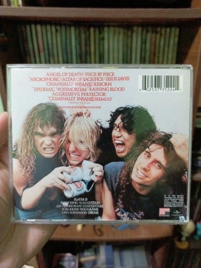 Slayer Reign in Blood Expanded Edition Audio CD (Category: CDs & DVDs) located in Manila. Submitted by crashandburn101 (Listing ID 1466327624, Image 2). Description: - Artist/Album: Slayer - Reign in Blood (Expanded Edition) - Format: Audio CD in jewel case - Condition: VG++ - Genre: Essential thrash metal for any serious music collector.