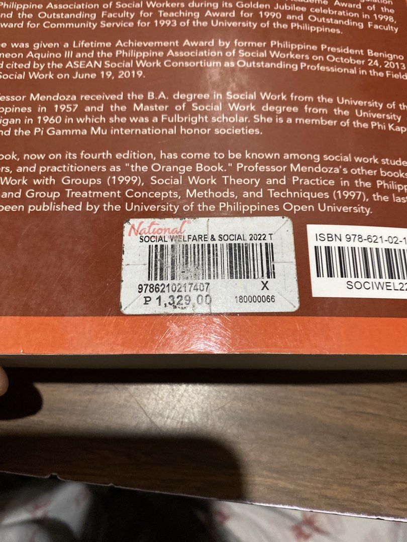 Social Work With Groups by Thelma Lee-Mendoza (Category: Textbooks) located in Pasig City. Submitted by alaineeeee (Listing ID 1466286489, Image 3). Description: - Required textbook for Social Work students - Author: Thelma Lee-Mendoza (Professor of Social Work, UP) - Publisher: Central Book Supply - ISBN: 978-621-02-1740-7 - Condition: Some pages have highlighted text and handwritten answers beside multiple-choice questions - Original retail pri