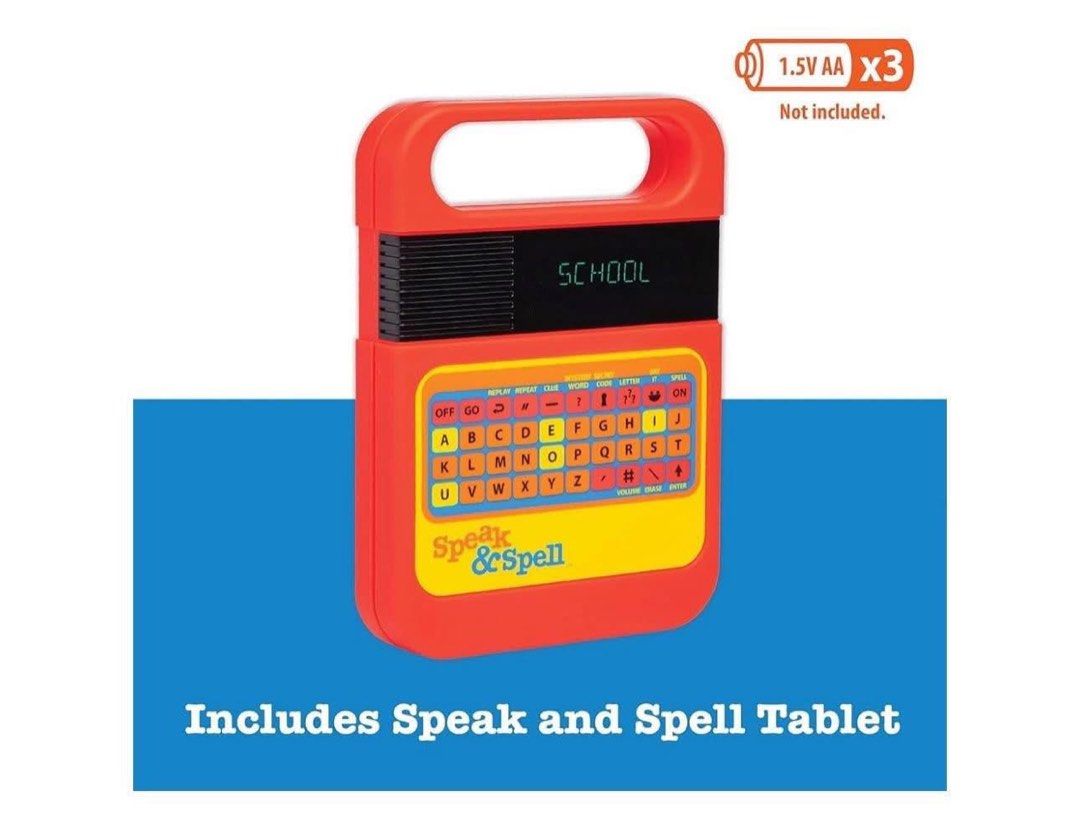 Speak & Spell Classic 80s Design Electronic Learning Game (Category: Educational & Learning Toys) located in Quezon City. Submitted by sanri23 (Listing ID 1466243051, Image 2). Description: - Classic 80s retro design with original speech synthesizer sound - 5 interactive play modes: Spell, Mystery Word, Letter, Say It, and Secret Code - Portable size with built-in handle for easy on-the-go play - Requires 3 AA batteries - Includes original box an