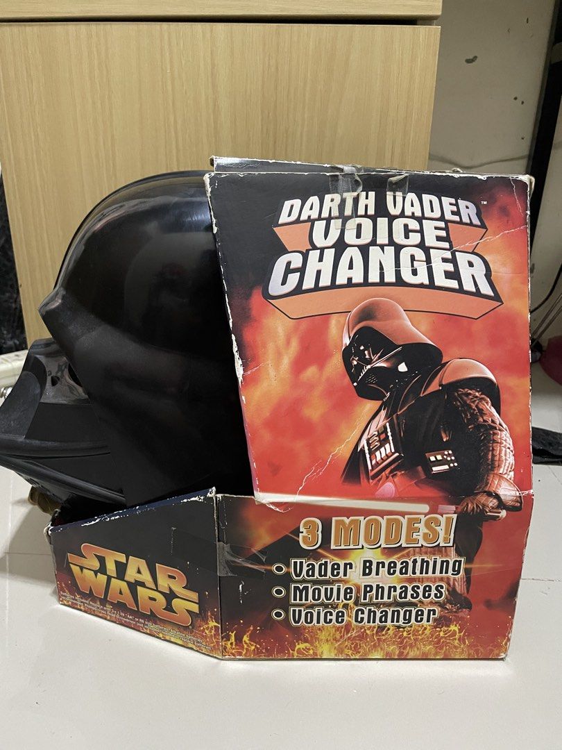 Star Wars Darth Vader Voice Changer Helmet (Category: Western Merchandise) located in Agdangan. Submitted by kuradekawaii_06 (Listing ID 1466250969, Image 2). Description: - Official Star Wars Darth Vader voice changer helmet from Revenge of the Sith - 3 fun modes: iconic breathing sounds, classic movie phrases, and live voice modulation - Fully adjustable headgear straps designed to fit ages 5 through adult - Sleek black helmet complete with mol