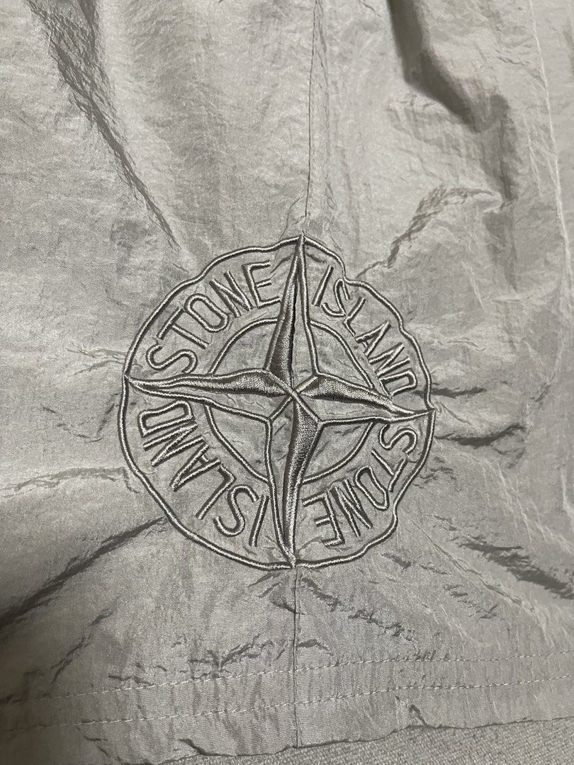 Stone Islands Embroidered Satin Shorts (Category: Shorts) located in Bulacan. Submitted by sanjisthrift (Listing ID 1466315903, Image 3). Description: Width 26-30 Length 22 Opening 11 Excellent Condition 9/10 Stain.