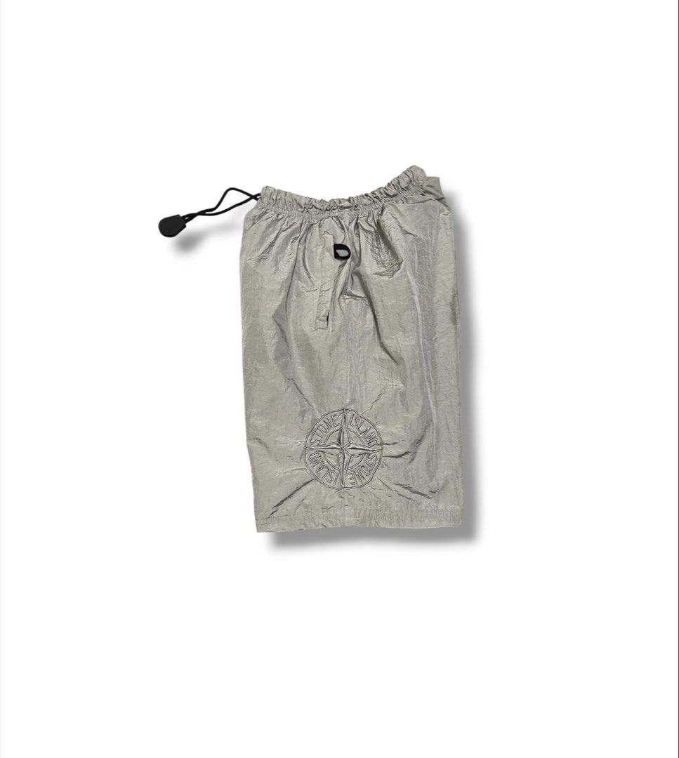 Stone Islands Embroidered Satin Shorts (Category: Shorts) located in Bulacan. Submitted by sanjisthrift (Listing ID 1466315903, Image 2). Description: Width 26-30 Length 22 Opening 11 Excellent Condition 9/10 Stain.