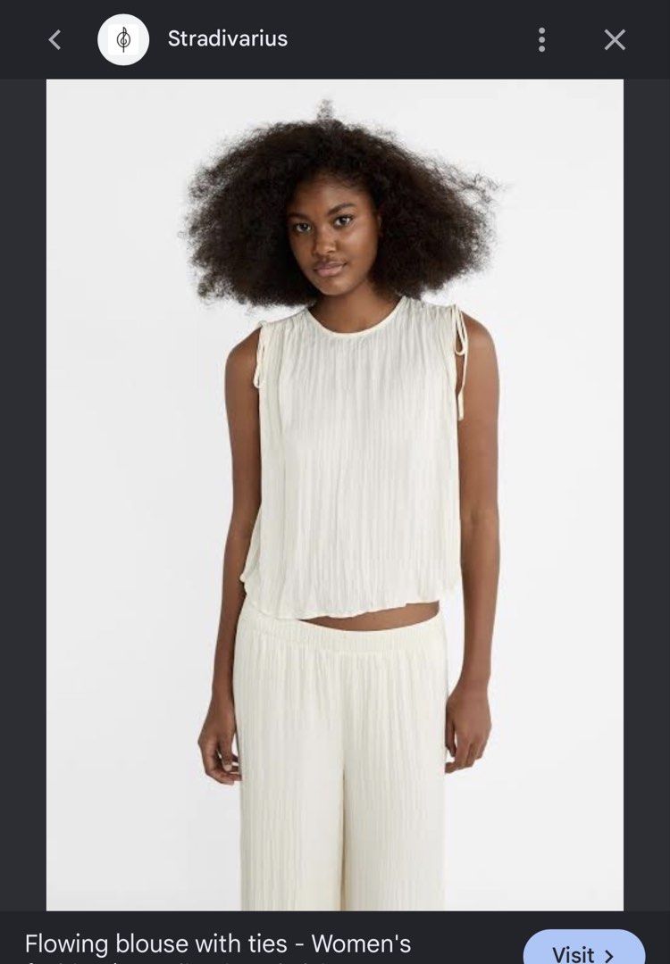 Stradivarius Flowing Blouse with Ties (Category: Blouses) located in Marikina City. Submitted by nicasandoval (Listing ID 1466286701, Image 3). Description: used once only .