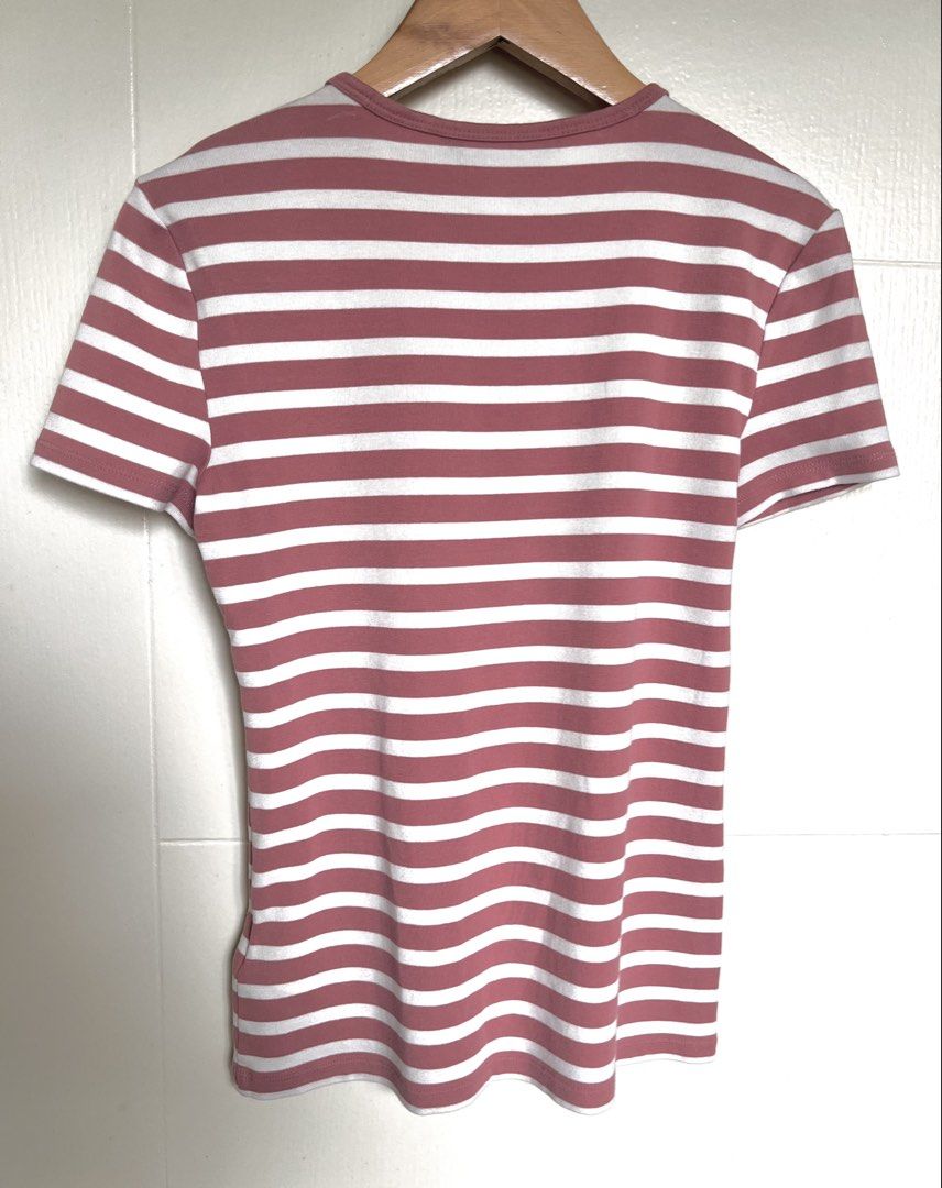 Striped Rib-Knit Stretch Cotton Tee (Category: Shirts) located in Pasig City. Submitted by jsyrgt (Listing ID 1466242211, Image 3). Description: Condition: 8/10 Pre-loved and still wearable. Has one very small hole on the back of the left shoulder (shown in the last photo). No other major flaws. Color: Light Red MOP: MariBank QR RFS: wardrobe update *1st photo from Ralph Lauren website (similar top but not the same) *2nd-6th photos are actual pho