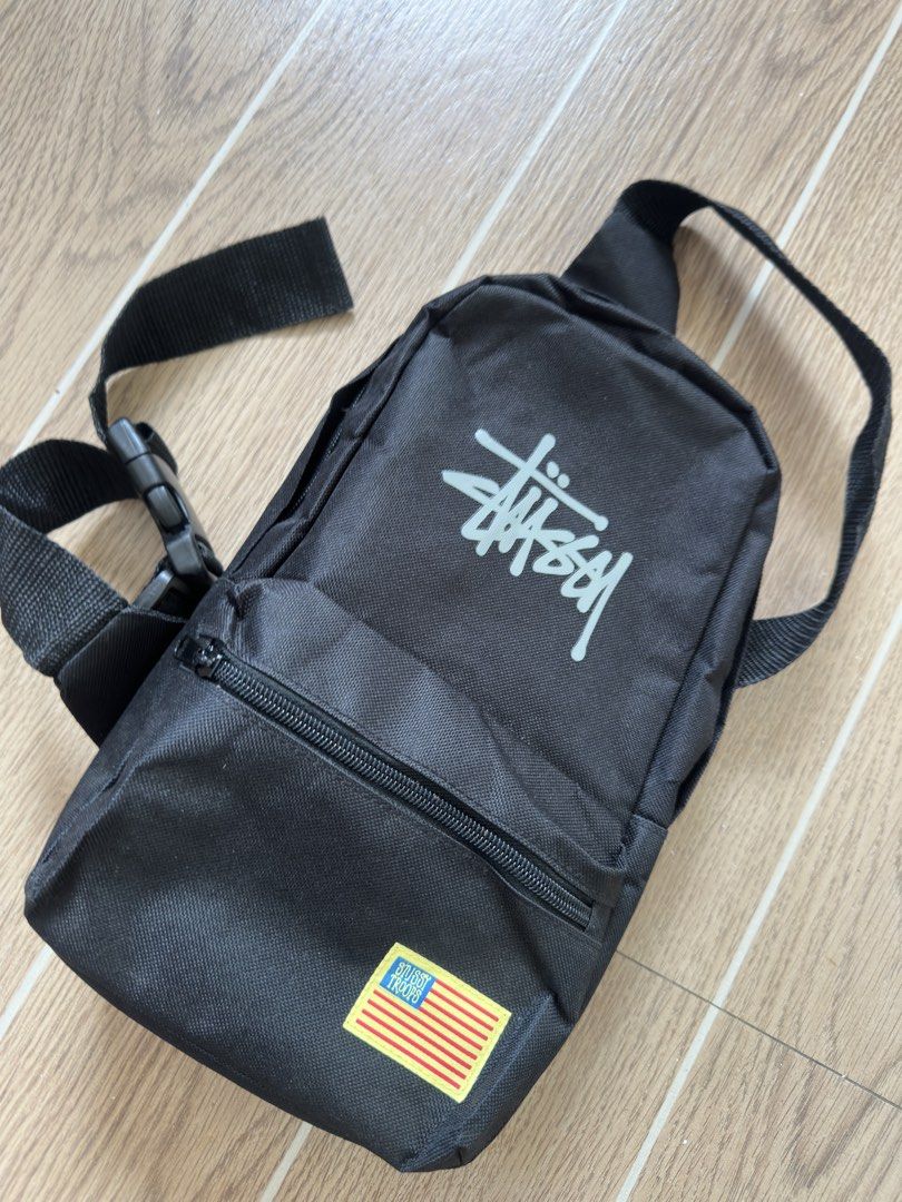 Stüssy "Troops" Crossbody Sling Backpack (Category: Backpacks) located in Cavite. Submitted by brick.mnl (Listing ID 1466296557, Image 2). Description: Stüssy “Troops” Crossbody Sling Backpack was produced as a free promotional item (known as a Japanese magazine “appendix” or furoku) bundled inside copies of the Smart Magazine September 2011 issue, it was manufactured differently than standard Stüssy boutique retail merchandise. Like new conditio