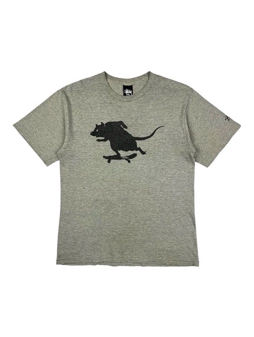 Stussy - Rat Skate Tee (Category: Tshirts & Polo Shirts ) located in Puerto Princesa. Submitted by rrugsgallery (Listing ID 1466197514, Image 1). Description: Stussy - Rat Skate Tee Tagged Size: Small Dimensions Length: 26 Width: 18 Condition: Very good Color rate: 9.5 Flaws: Repaired pinhole.