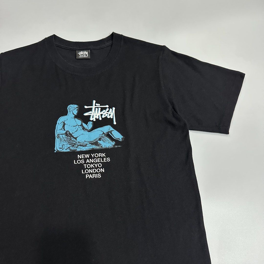 Stussy Dionysos black tee (Category: Activewear) located in Dagupan City. Submitted by unknownlootph (Listing ID 1466326192, Image 2). Description: Size: Small (19x27) Condition: 9.8/10 Color rate: 9.8/10 Issue: none (Legit/Authentic) — modern release/new tag 💎 .