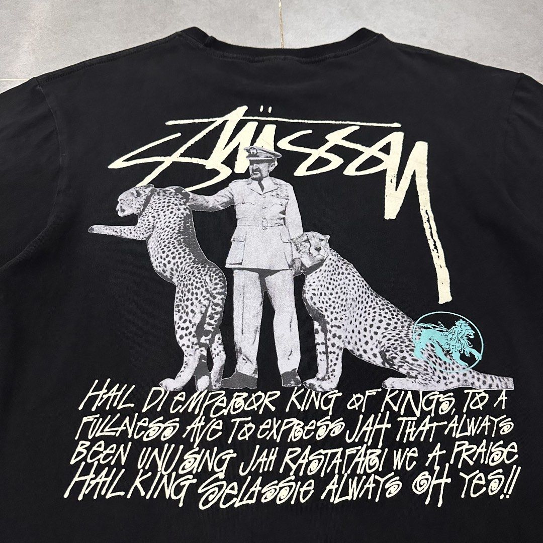 Stussy Emperor black tee (Category: Activewear) located in Dagupan City. Submitted by unknownlootph (Listing ID 1466326704, Image 2). Description: Size: Medium (20x27) Condition: 9.5/10 Color rate: 9.5/10 Issue: none (Legit/Authentic) — SICK GRAPHIC ⛓️‍💥.