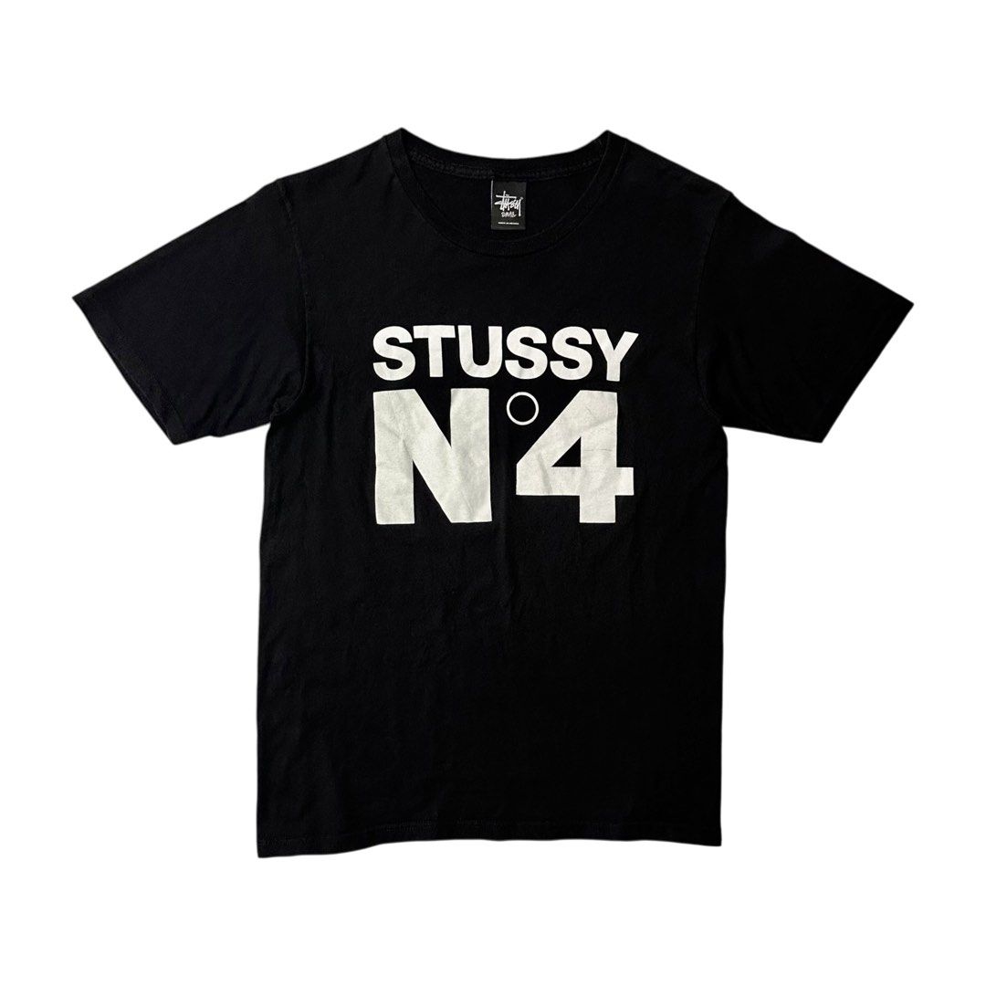 Stussy Nº4 Logo black tee (Category: Activewear) located in Dagupan City. Submitted by unknownlootph (Listing ID 1466326377, Image 1). Description: Size: Small (18x26) Condition: 9/10 Color rate: 9/10 Issue: unnoticeable hairline crackprints (Legit/Authentic).