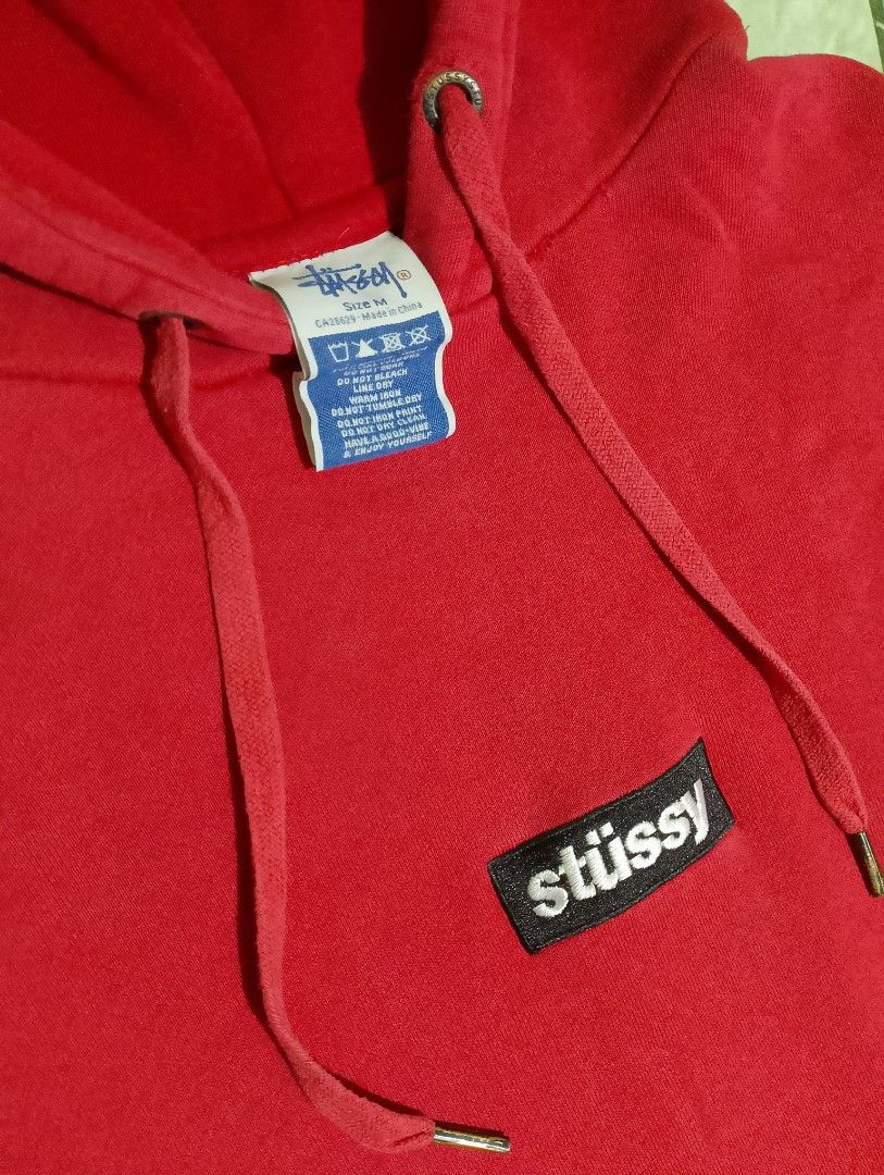 Stussy Red Hoodie Size M (Category: Hoodies) located in Manila. Submitted by adrianaban04817 (Listing ID 1466248086, Image 2). Description: - Brand: Stussy - Size: Medium issue pinhole need wash minimal distress sa hem Cr 8.5 or better .