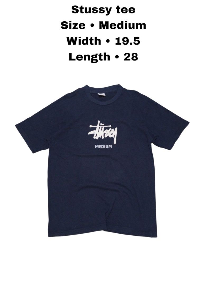 Stussy tee (Category: Activewear) located in Manila. Submitted by _t20hrift (Listing ID 1466332358, Image 1). Description: Stussy tee Size • Medium 19.5 | 28 Dimension.