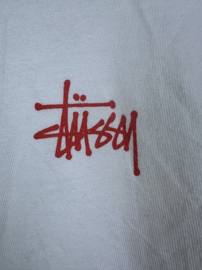 Stussy White Tank Top Size Small (Category: Sleeveless) located in Manila. Submitted by declutterpromax (Listing ID 1466209971, Image 2). Description: - Brand: Stussy - Color: White with small red chest logo - Size: Small (Made in Mexico) - Measurements: Approx. 17" width x 25" length - Condition: Great casual streetwear basic, easy to style for warm weather.