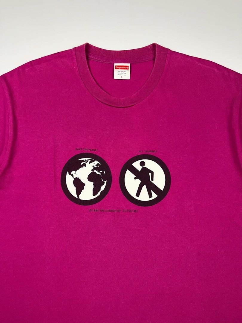 Supreme - Save The Planet Tee (Category: Tshirts & Polo Shirts ) located in Puerto Princesa. Submitted by rrugsgallery (Listing ID 1466315085, Image 3). Description: Supreme - Save The Planet Tee Tagged Size: Large Dimensions Length: 30 Width: 22 Condition: Excellent Color rate: 9.8 Flaws: None.