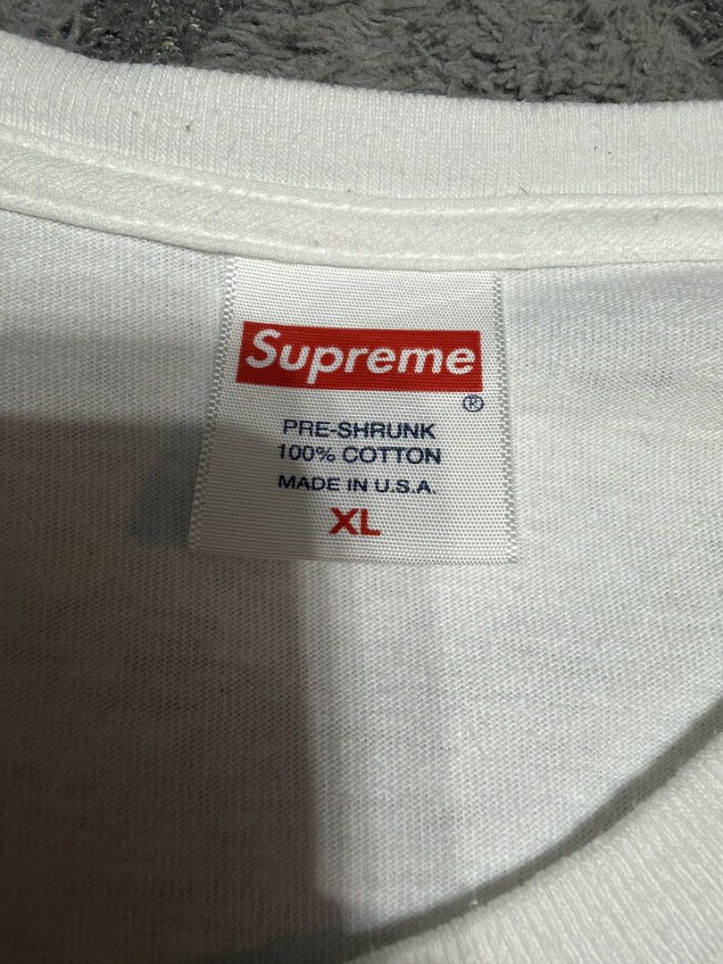 Supreme - White Logo Tee (Category: Tshirts & Polo Shirts ) located in Cavite. Submitted by commoncourtesy (Listing ID 1466225081, Image 2). Description: Size XL.