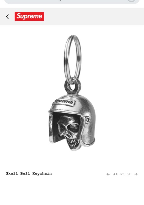 Supreme Skull Bell Keychain Silver SS25, Luxury, Accessories on
