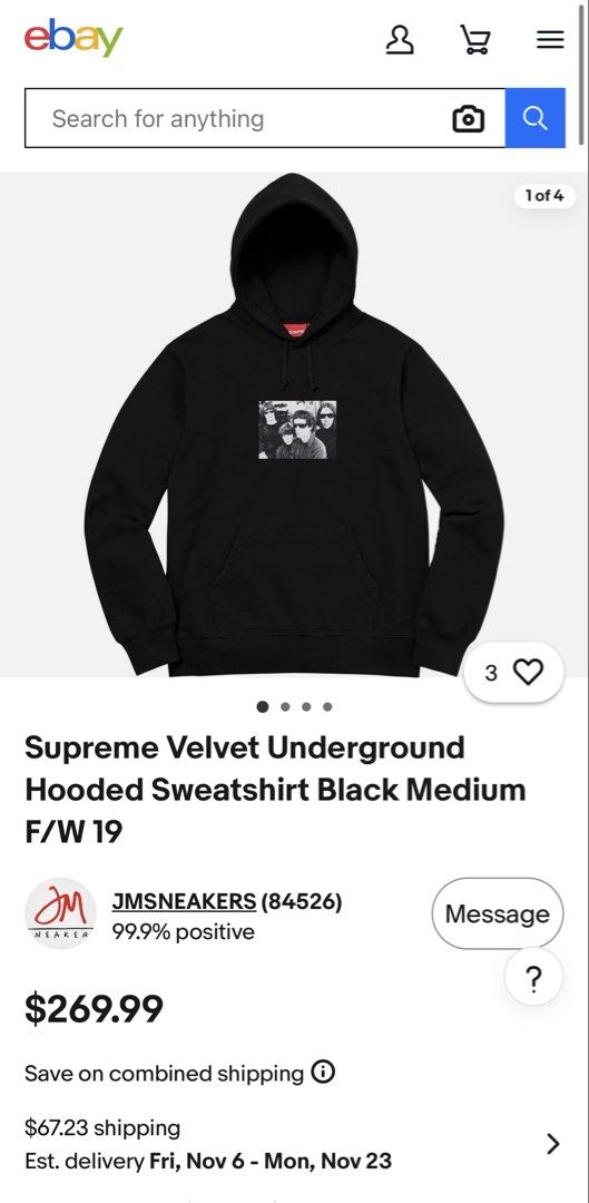 SUPREME VELVET UNDERGROUND (Category: Luxury Apparel) located in Tacloban City. Submitted by solothriftfinds (Listing ID 1466170210, Image 1). Description: SUPREME VELVET UNDERGROUND SIZE MEDIUM EXCELLENT NO ISSUE.