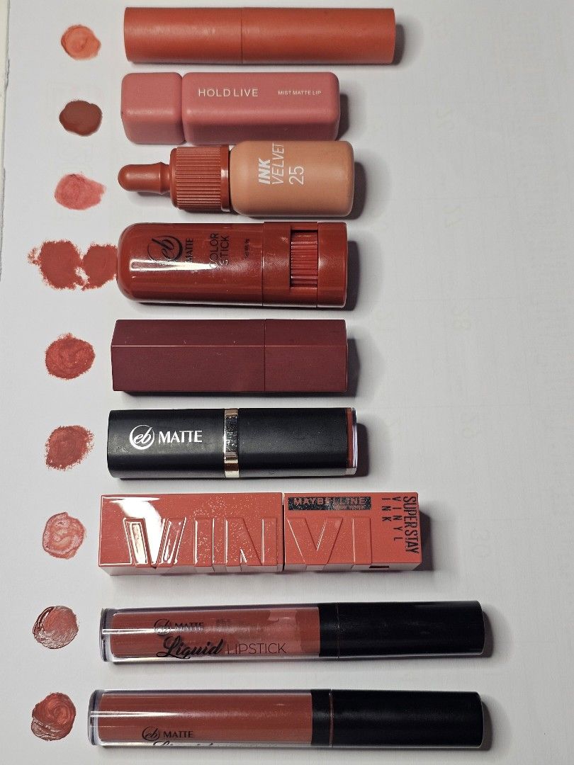 Take All Bundle Set (Brick/Peach Lip Products) (Category: Makeup) located in Cainta. Submitted by thirtythrifteen (Listing ID 1466331332, Image 2). Description: • All items are disinfected • Value for money • Located in San Isidro, Cainta • MOP via GCash or COD • Delivery via Grab/Angkas/JoyRide • SF shouldered by buyer • Also available for pickup • Individual price is 100 PHP each • Take all price is 450 PHP Inclusions • Sunnies Face Lip Dip Lip