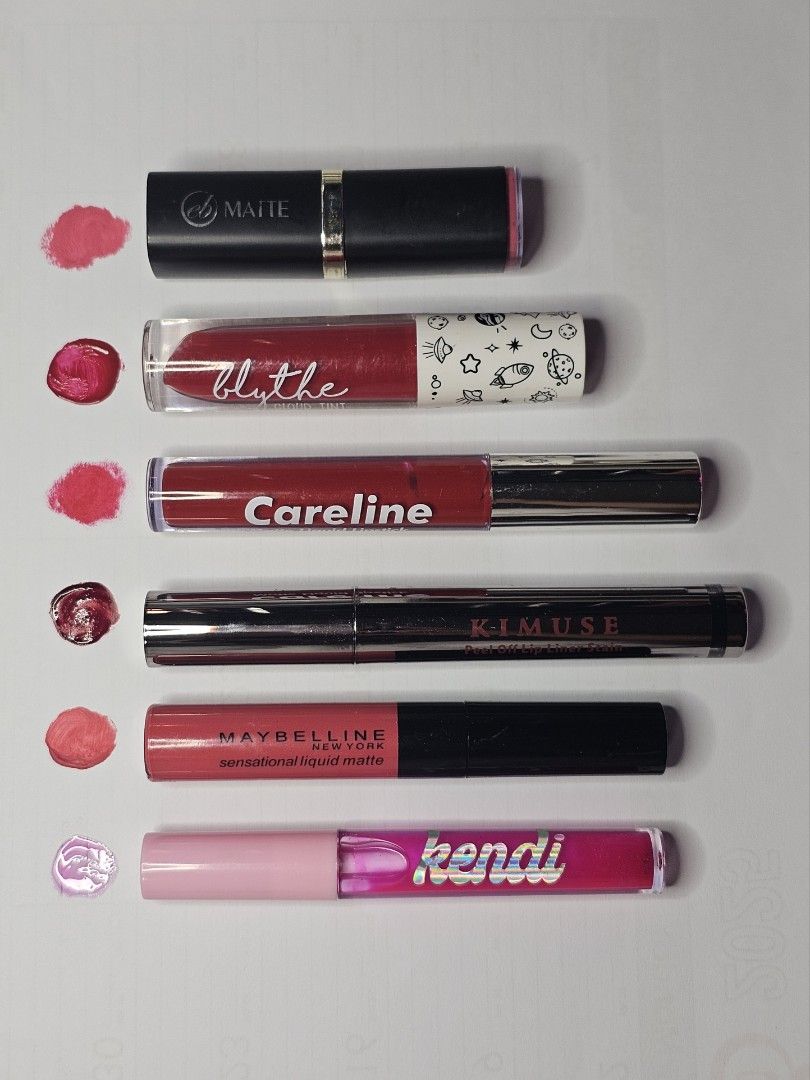 Take All Bundle Set (Pink/Red Lip Products) (Category: Makeup) located in Cainta. Submitted by thirtythrifteen (Listing ID 1466330811, Image 2). Description: • All items are disinfected • Value for money • Located in San Isidro, Cainta • MOP via GCash or COD • Delivery via Grab/Angkas/JoyRide • SF shouldered by buyer • Also available for pickup • Individual price is 100 PHP each • Take all price is 300 PHP Inclusions • Ever Bilena Matte Lipstick 