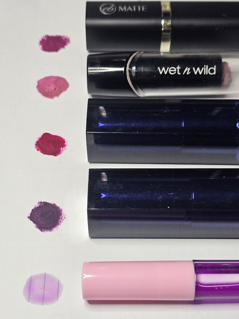 Take All Bundle Set (Plum/Purple Lip Products) (Category: Makeup) located in Cainta. Submitted by thirtythrifteen (Listing ID 1466330166, Image 3). Description: • All items are disinfected • Value for money • Located in San Isidro, Cainta • MOP via GCash or COD • Delivery via Grab/Angkas/JoyRide • SF shouldered by buyer • Also available for pickup • Individual price is 100 PHP each • Take all price is 250 PHP Inclusions • Ever Bilena Matte Lipsti
