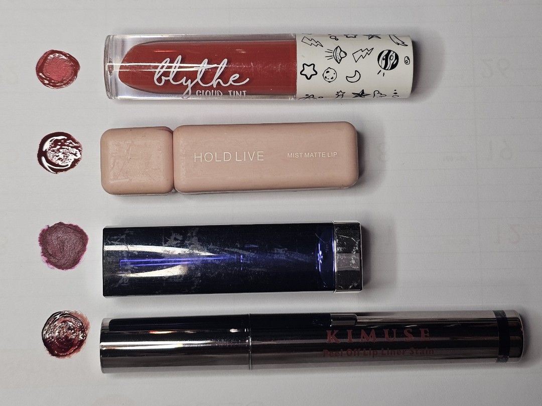 Take All Bundle Set (Wine/Red Lip Products) (Category: Makeup) located in Cainta. Submitted by thirtythrifteen (Listing ID 1466331049, Image 3). Description: • All items are disinfected • Value for money • Located in San Isidro, Cainta • MOP via GCash or COD • Delivery via Grab/Angkas/JoyRide • SF shouldered by buyer • Also available for pickup • Individual price is 100 PHP each • Take all price is 200 PHP Inclusions • Careline Blythe Cloud Tint 