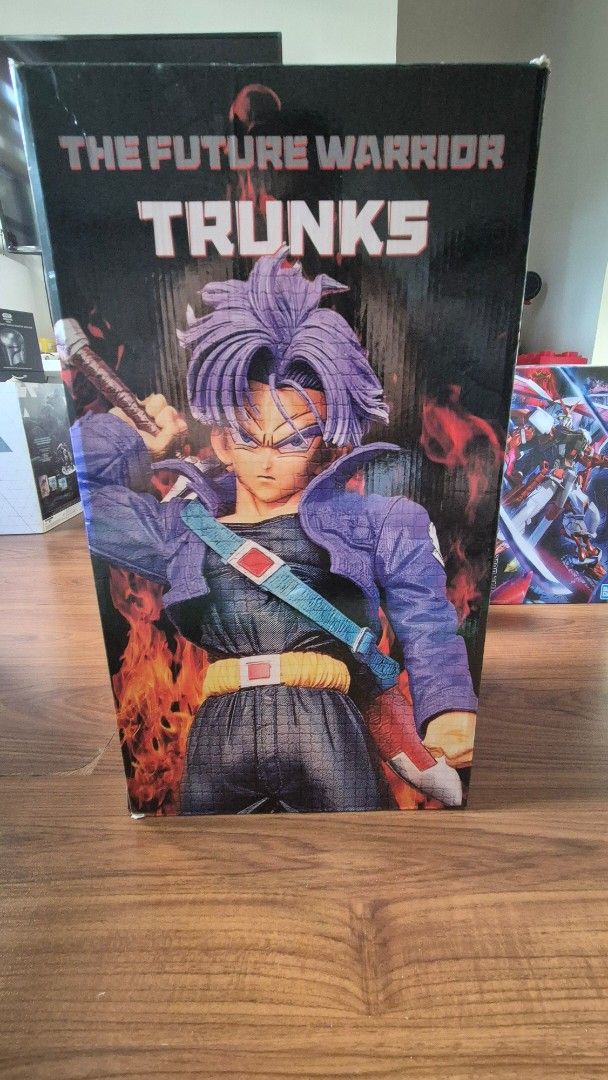 The Future Warrior Trunks Dragon Ball Figure (Category: Figurines & Statues) located in Muntinlupa City. Submitted by lazoftoys (Listing ID 1466223853, Image 1). Description: - Item: Dragon Ball Z Future Warrior Trunks Figure - Condition: Back in Box - Packag: Original packaging included with great box art featuring Trunks, his sword, and purple jacket - Ideal for: DBZ collectors and fans - Meetup or shipping options available.