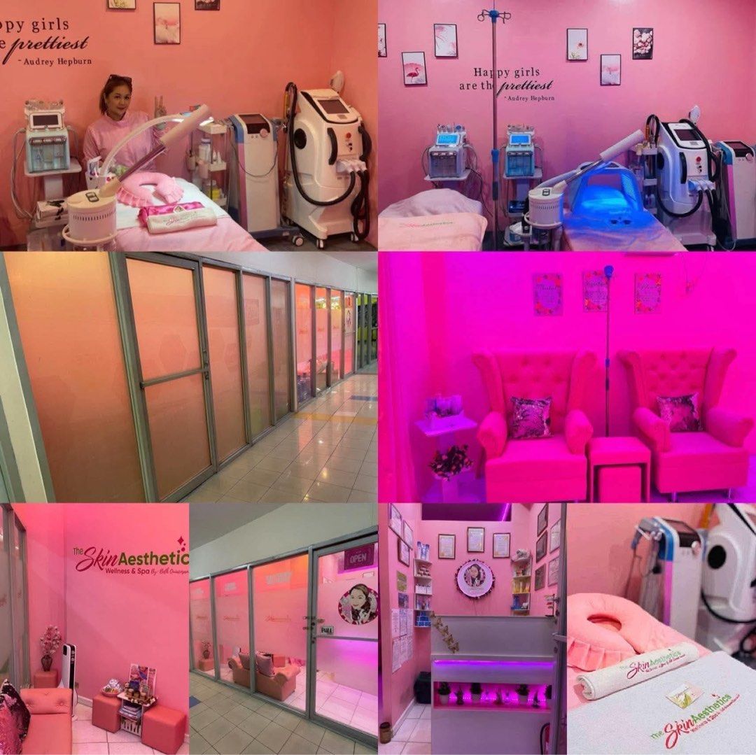 The Skin Aesthetic Wellness & Spa Services (Category: Vouchers) located in Quezon City. Submitted by vaugncruz08 (Listing ID 1466157405, Image 3). Description: - Spa: The Skin Aesthetic Wellness & Spa - Services: Facial treatments, IV therapy, and body procedures - Vibe: Relaxing pink-themed salon interior - Team: Handled by licensed nurses - Equipment: Modern skincare equipment - How to book: Send a message to reserve an appointment or inquire a