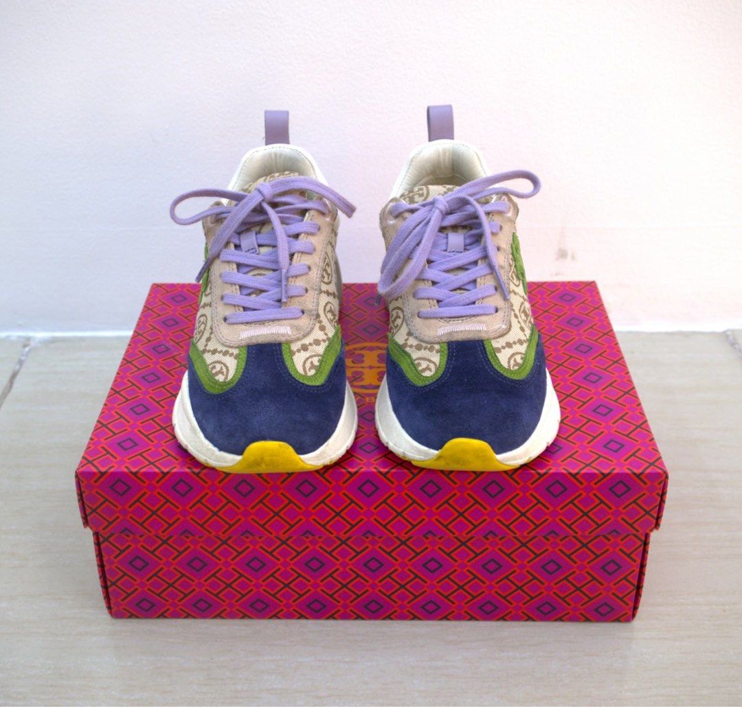 Tory Burch Good Luck trainer (Category: Sneakers) located in Manila. Submitted by angelokon56028 (Listing ID 1466210491, Image 2). Description: tory burch good luck trainer monogram jacquard shoes Size 6.5us womens 100% legit and original With Box 9/10 good condition 5,000 only .