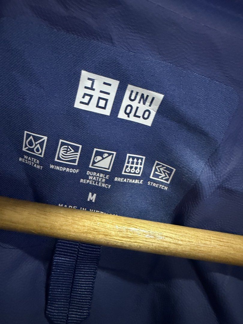 Uniqlo Blocktech Parka Blue Size M (Category: Coats, Jackets and Outerwear) located in Manila. Submitted by kristinata44809 (Listing ID 1466176382, Image 2). Description: - Brand: Uniqlo - Size: M - Color: Solid Blue - Material: 100% Polyester - Origin: Made in Vietnam - Features: Water-resistant, windproof, durable water repellency, breathable, and stretch fabric - Design: Full zip front closure and long sleeves with adjustable cuffs.