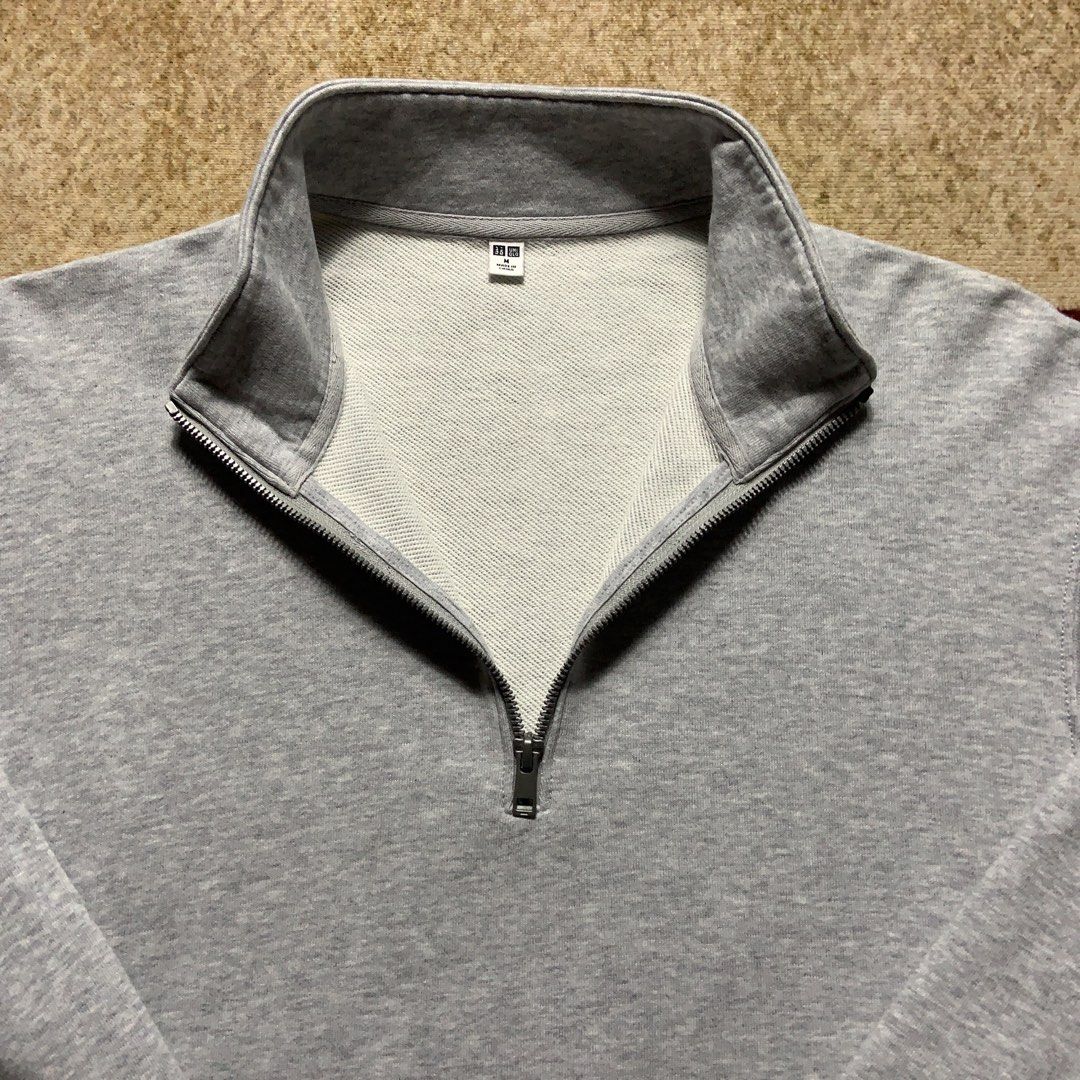 Uniqlo Grey Half Zip Sweatshirt (Category: Coats, Jackets and Outerwear) located in Puerto Princesa. Submitted by jdthrifts (Listing ID 1466308990, Image 2). Description: Dimes: 22x26 No issue Excellent condition Color rate: 10/10 700 only PM!.
