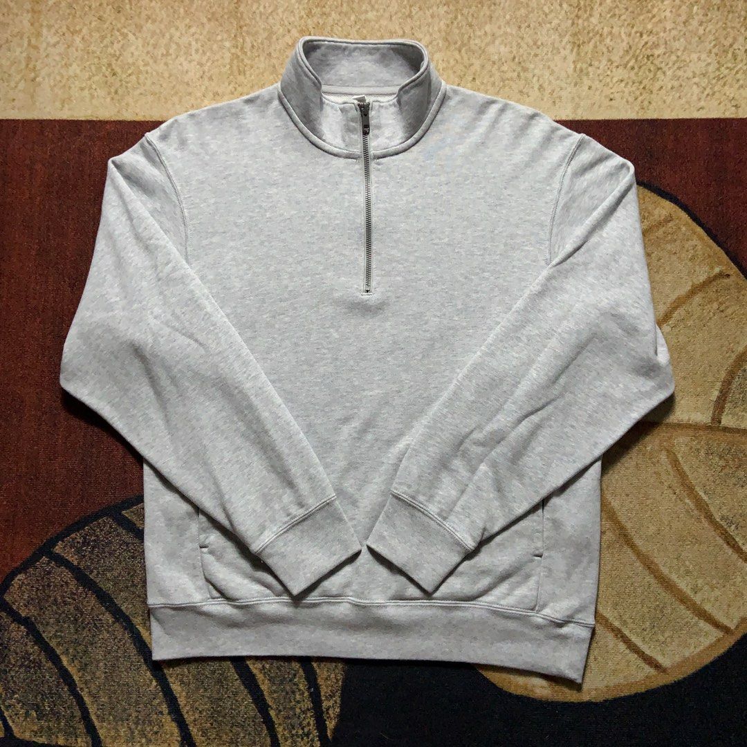 Uniqlo Grey Half Zip Sweatshirt (Category: Coats, Jackets and Outerwear) located in Puerto Princesa. Submitted by jdthrifts (Listing ID 1466308990, Image 1). Description: Dimes: 22x26 No issue Excellent condition Color rate: 10/10 700 only PM!.